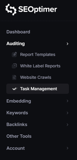 Menüde görev yönetimi